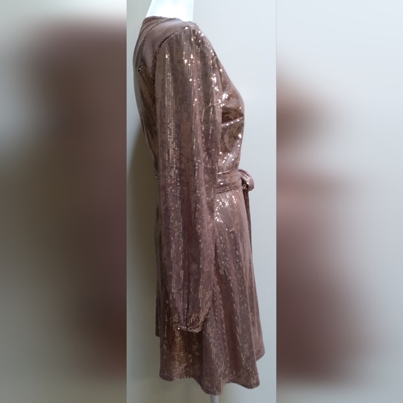 Rose Gold/Champagne Sequin Cocktail Dress Women’s Size Small - Picture 3 of 11